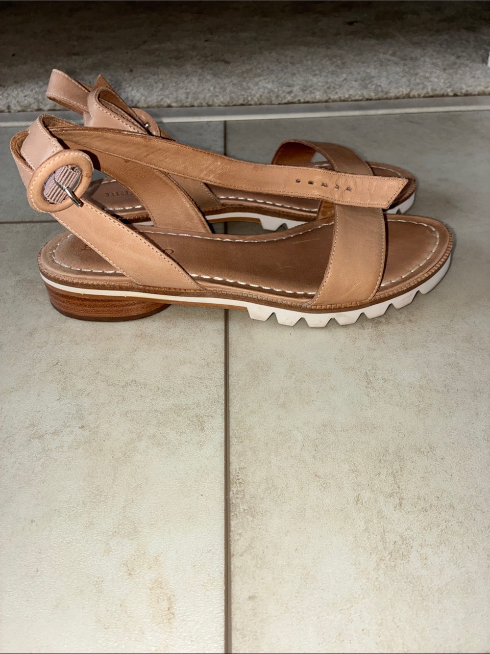 Bernardo Tan Leather Ankle-Strap Sandals Size 8 Fit Like 7.5 - Picture 5 of 10